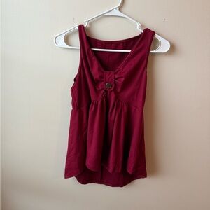 SHEIN Burgundy Tank Top with Bow Accent